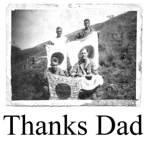 Thanks Dad: US Infantry Holding Japanese Flags in Philippines 1945